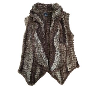Love Token Faux Fur Brown Neutral Vest Size Large